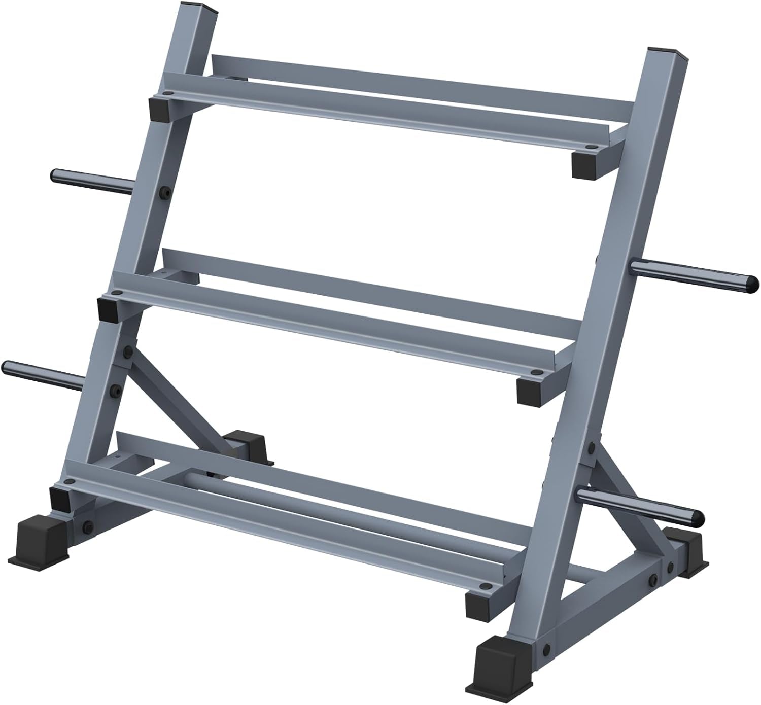 3-Tier 38'' Width Dumbbell Barbell Weight Rack, 1300 Lbs Weight Capacity Storage Stand with Reinforced Tube for Home Gym, Bonus 4 Barbell Holders and 4 Pcs 1" Spring Lock Collars,Gray
